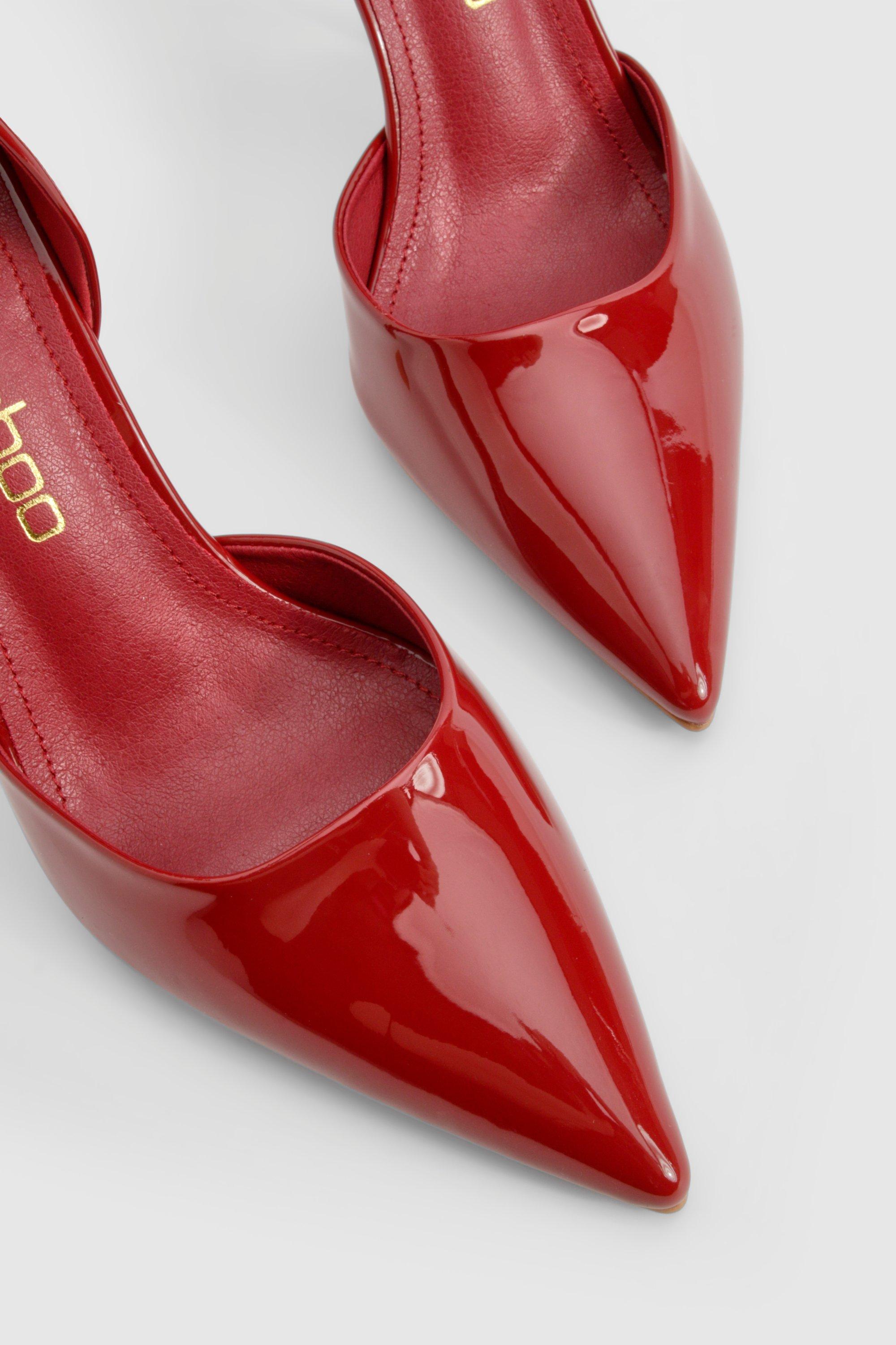 Patent Cut Out Court Shoes boohoo UK